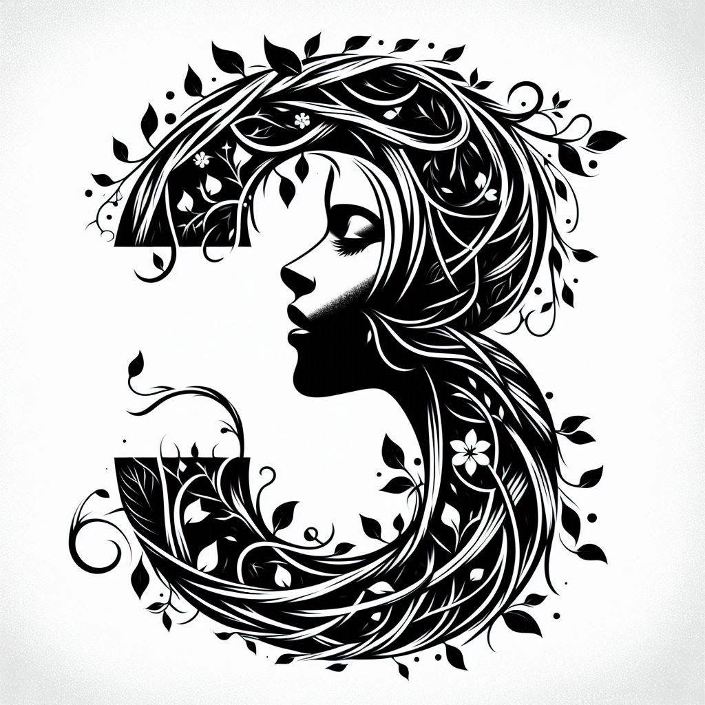 Image of number 3, overlaid with vines and a girl's profile